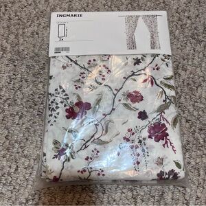 IKEA INGMARIE Floral Curtains Pair 57x98 White Red Cottagecore Farmhouse NWT